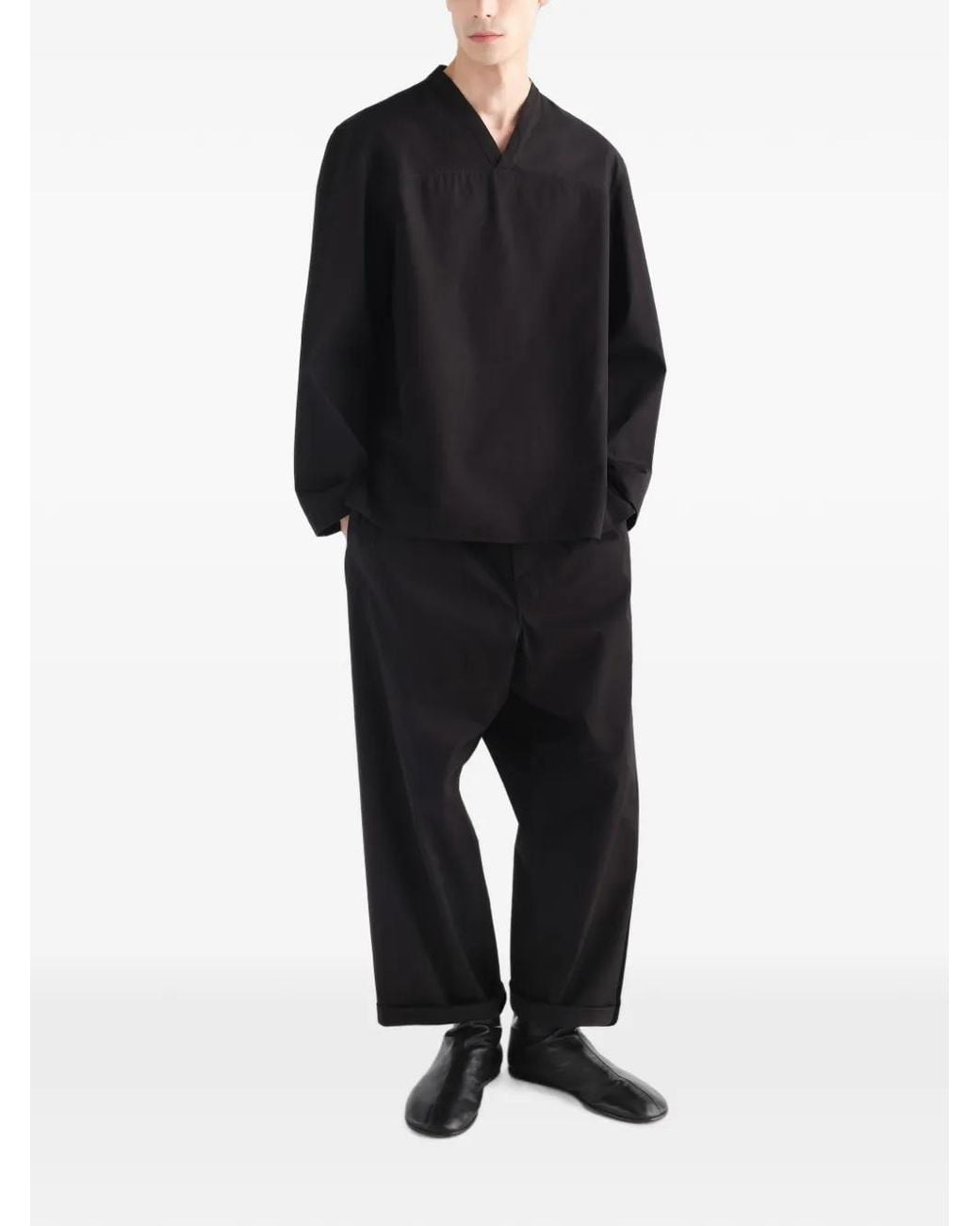 Lemaire Black V-Neck Top for men