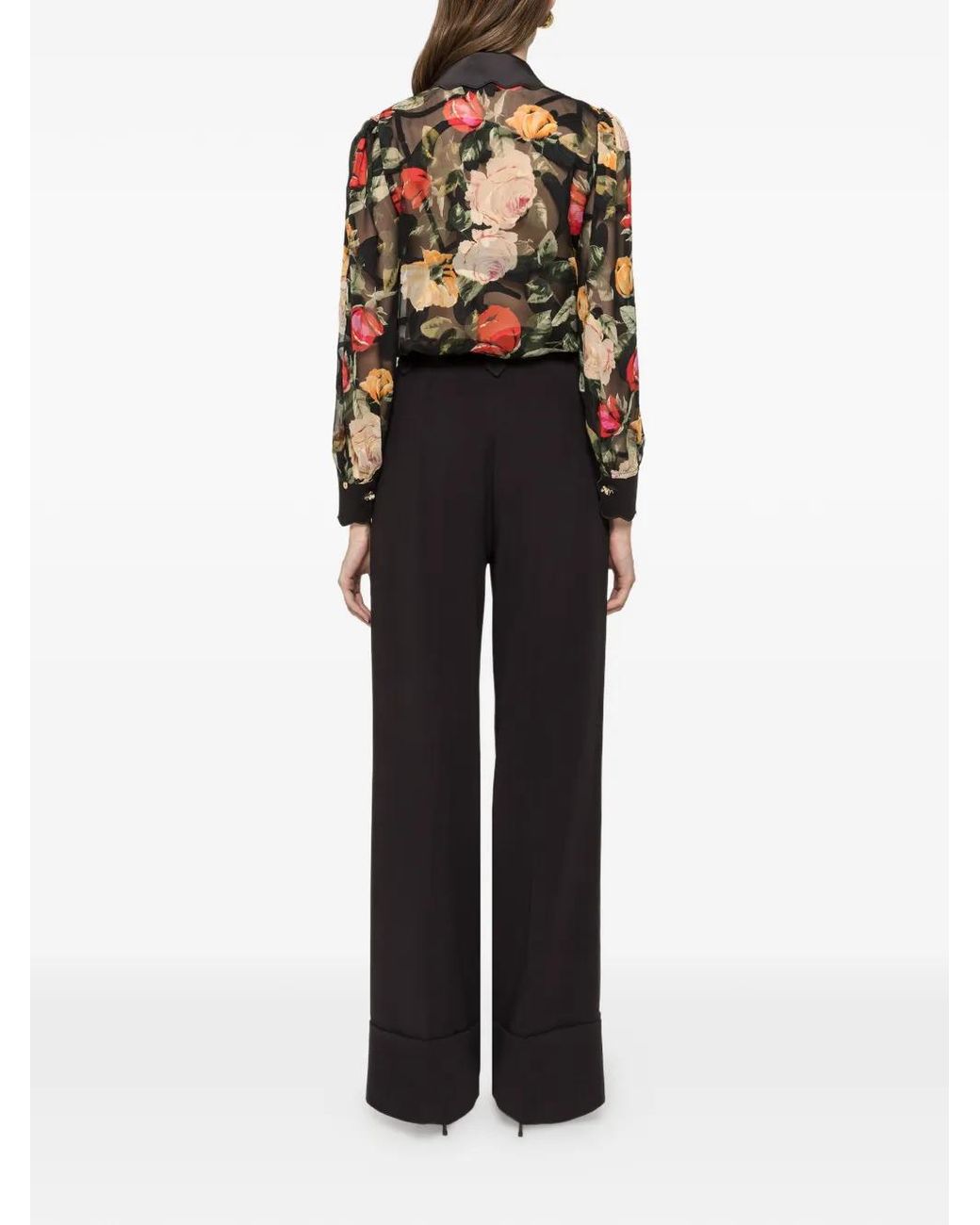 Nissa Black Printed Chiffon Shirt