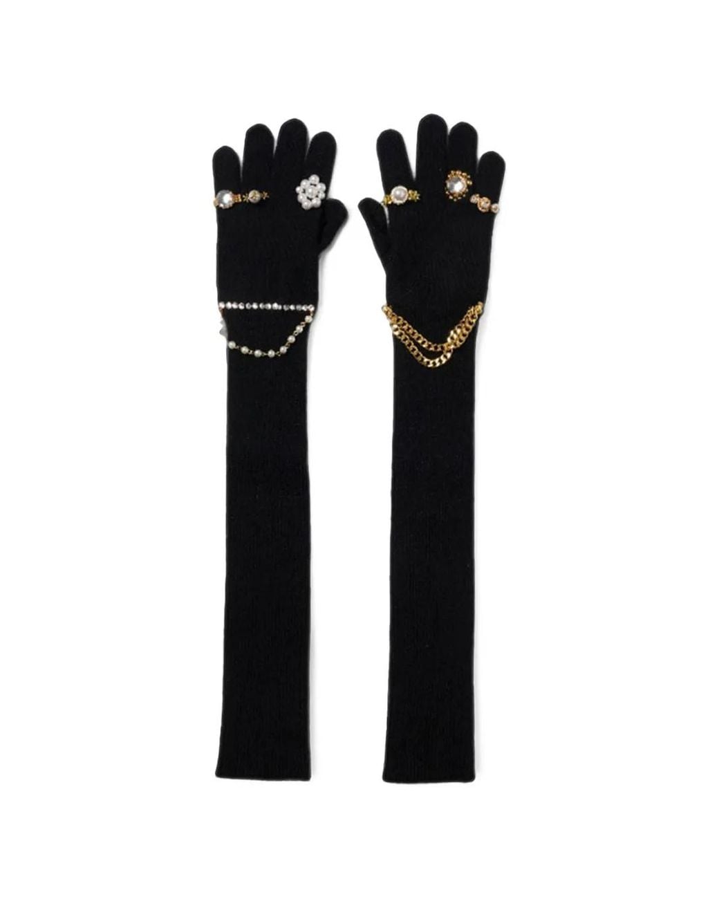 Doublet Black Jewerly-Attached Wool Gloves for men