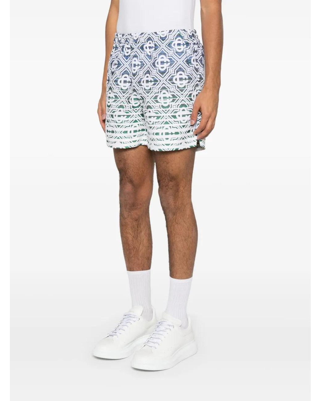 Casablanca Blue Monogram-Gradient Towelling Shorts for men