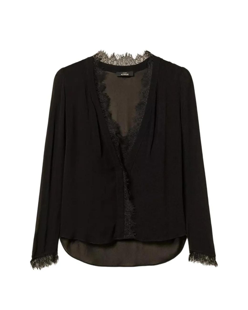 Twinset Black Georgette Blouse With Lace