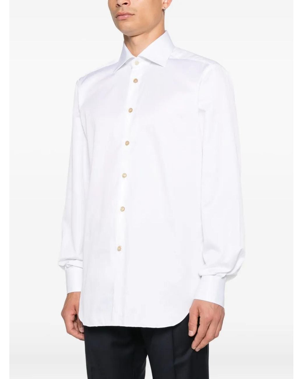 Kiton White Button-Down Shirt for men