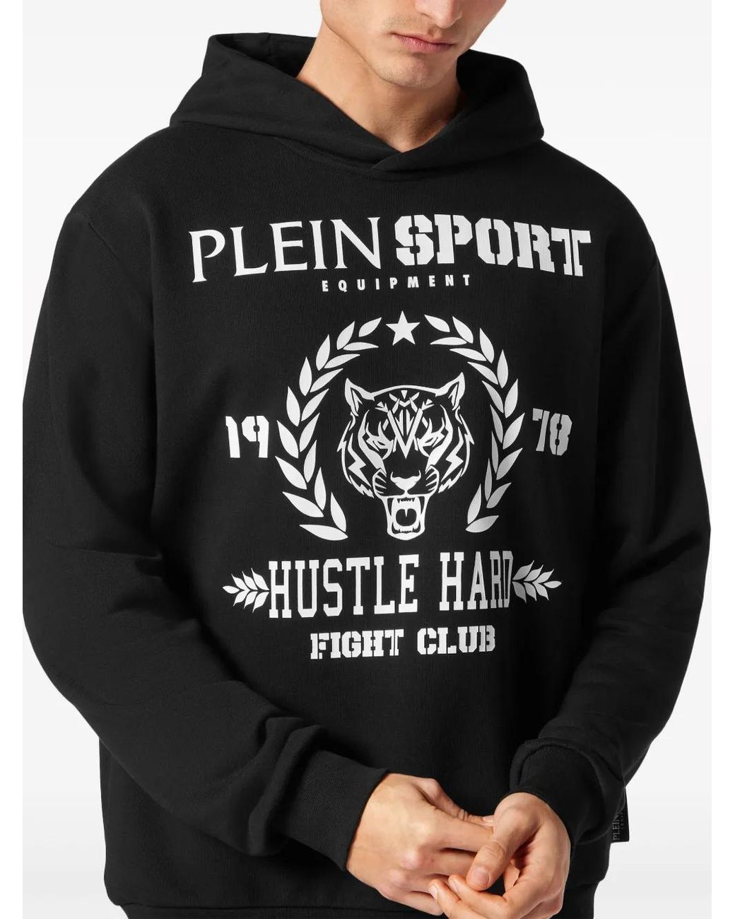 Philipp Plein Black Logo-Print Cotton-Blend Hoodie for men