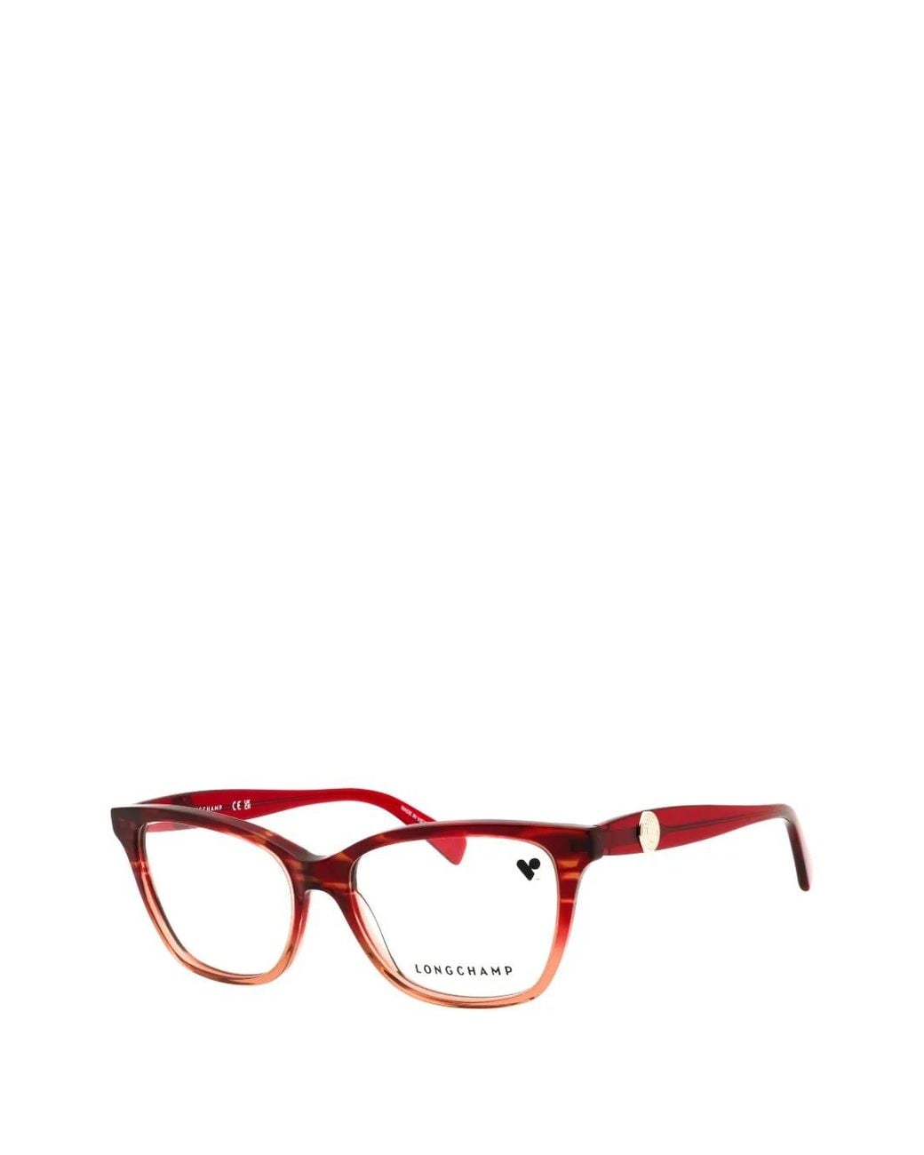 Longchamp Red Rectangle-Frame Glasses