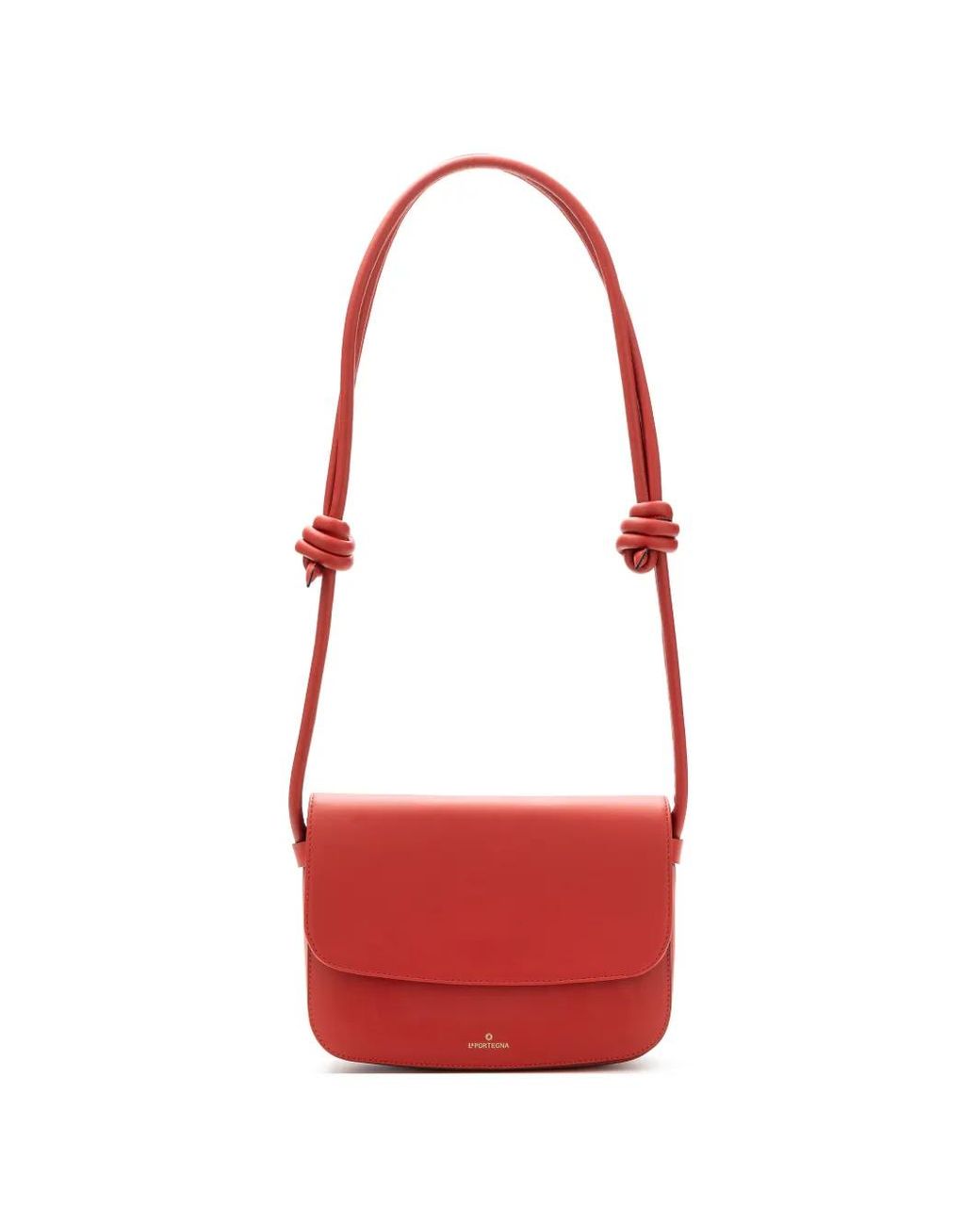 La Portegna Red Lucia Knotted Leather Shoulder Bag