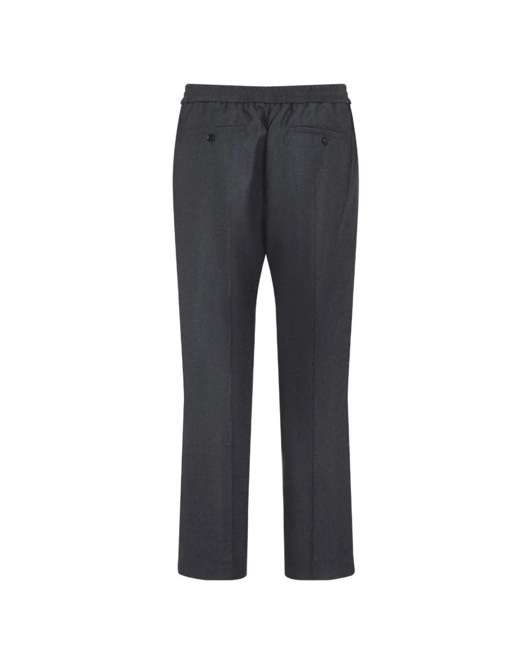 AMI Gray Elasticated-Waist Wool Trousers for men