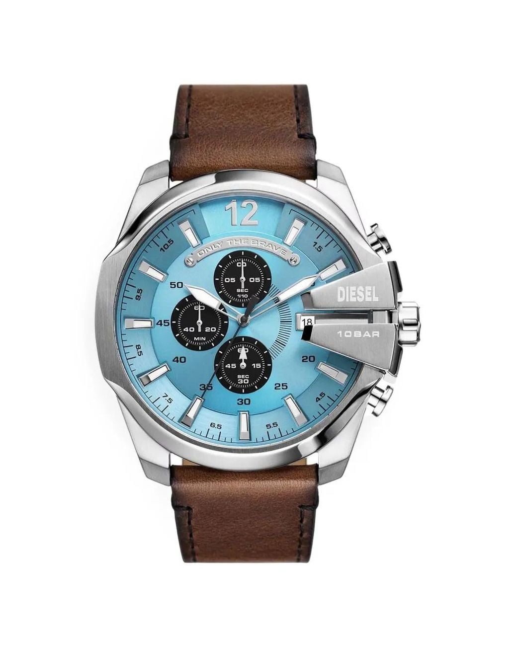 DIESEL Blue Mega Chief Chronograph Leather Watch for men