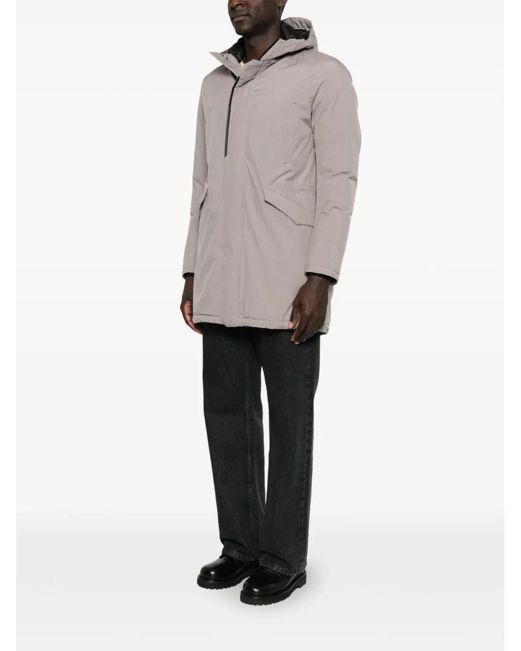 Herno Gray Manteau Matelassé À Capuche for men