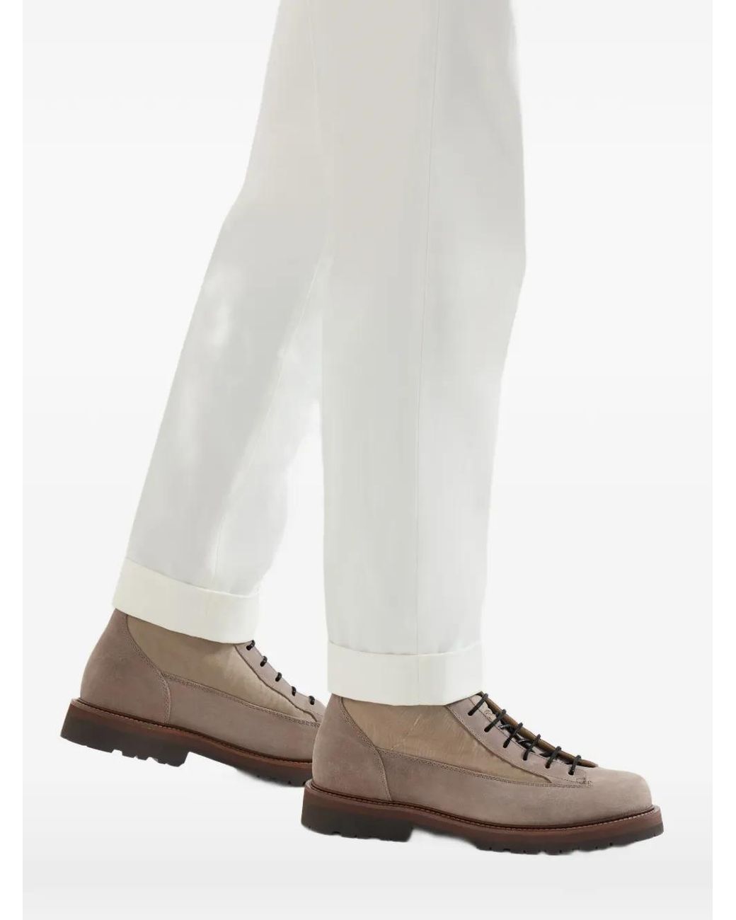 Brunello Cucinelli Brown Suede And Techno Fabric Urban Outdoor Boots for men