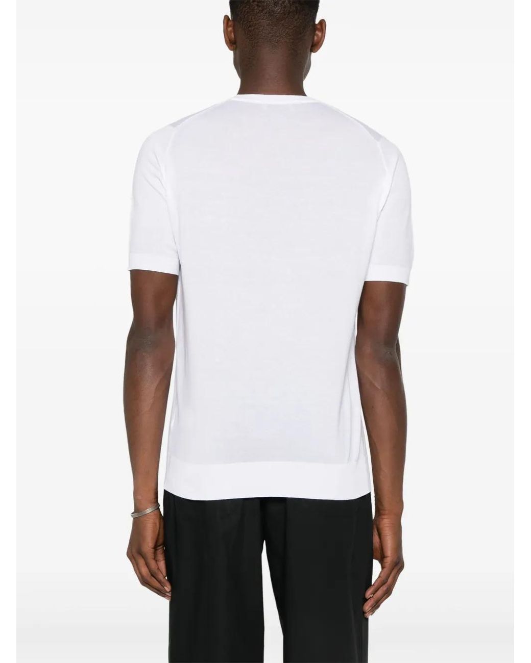 John Smedley White Kempton Knitted Cotton T-Shirt for men