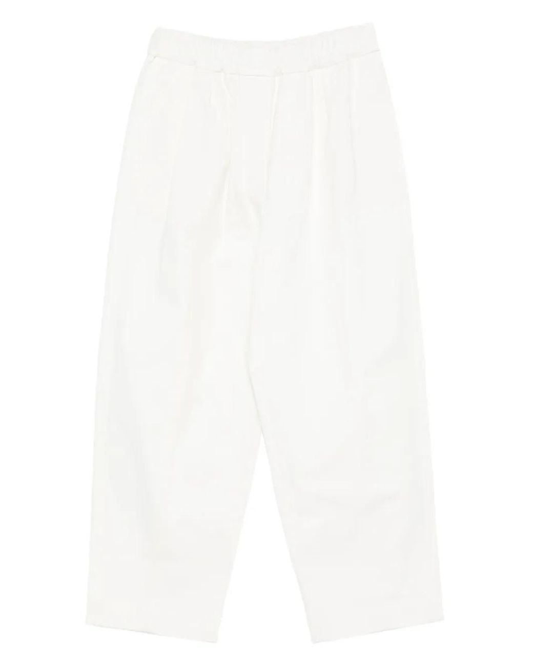 Tela White Pleat-Detail Trousers