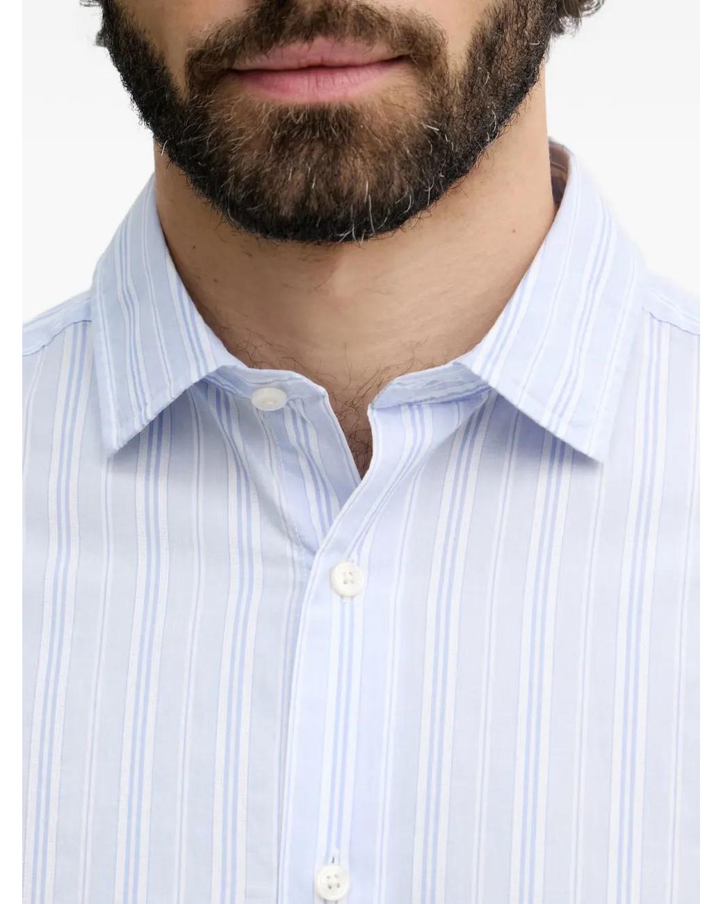 Gant White Vertical-Stripe Short-Sleeve Shirt for men