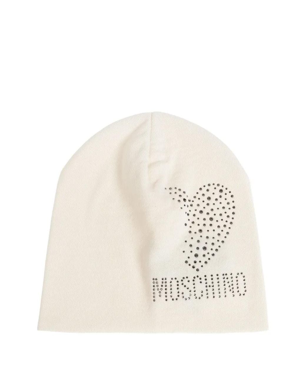 Moschino White Sequin-Embellished Beanie Hat