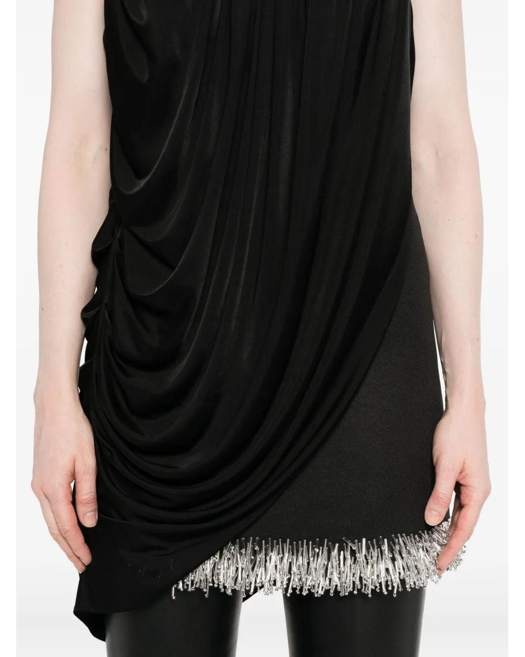 GIUSEPPE DI MORABITO Black Draped Strapless Top