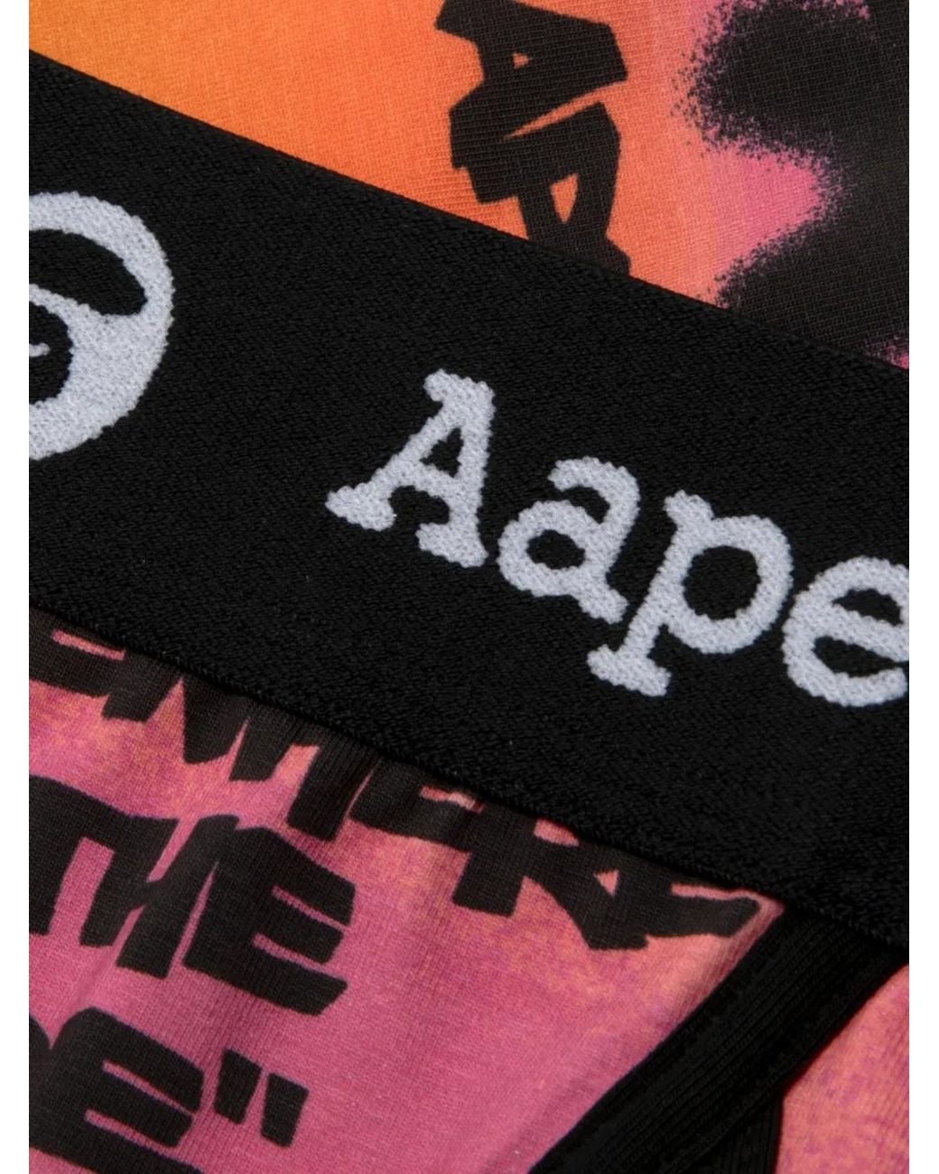 Aape By A Bathing Ape Orange Logo-Print Graffiti-Effect Boxers for men