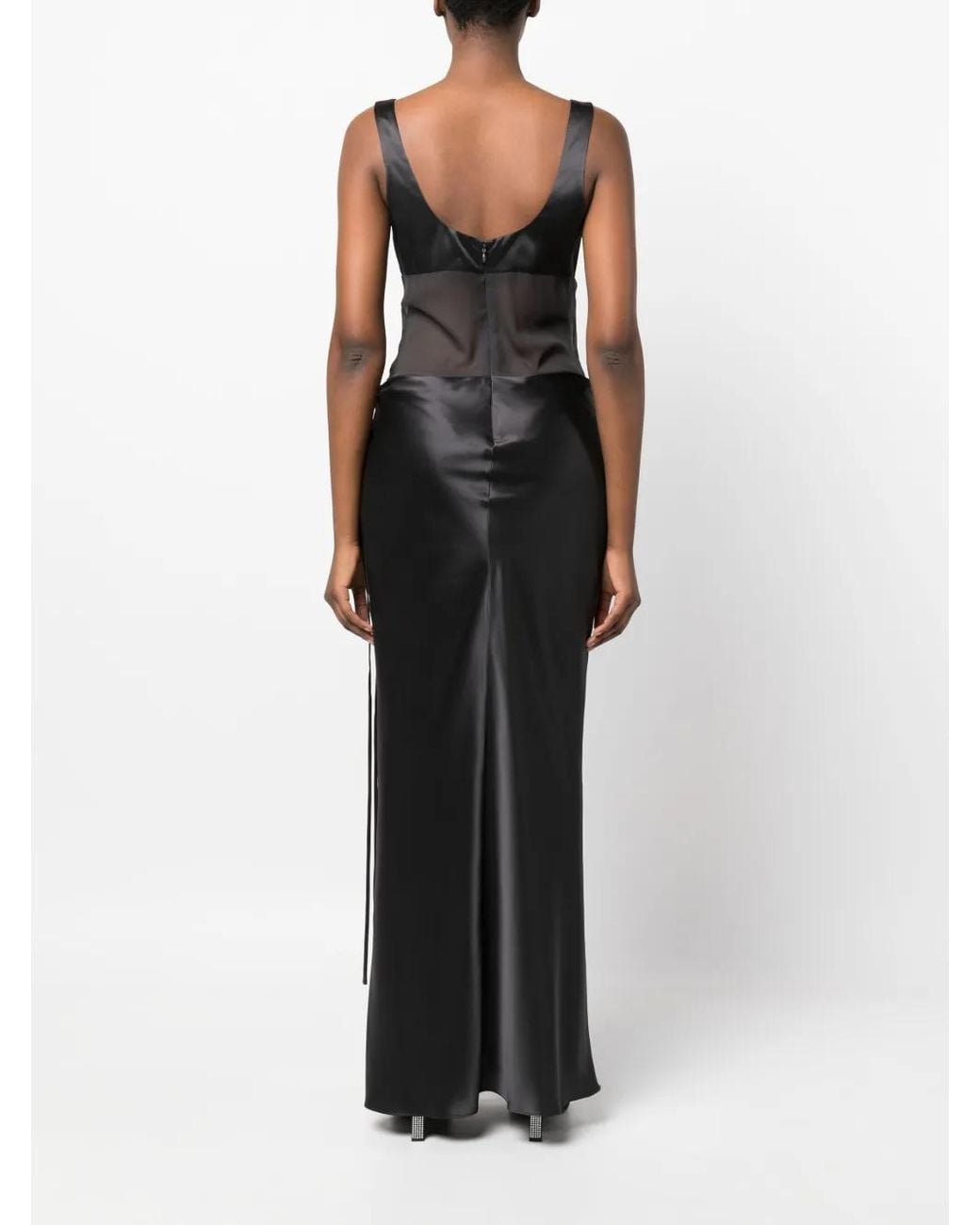 Christopher Esber Black Sheer-Panel Cowl-Neck Gown