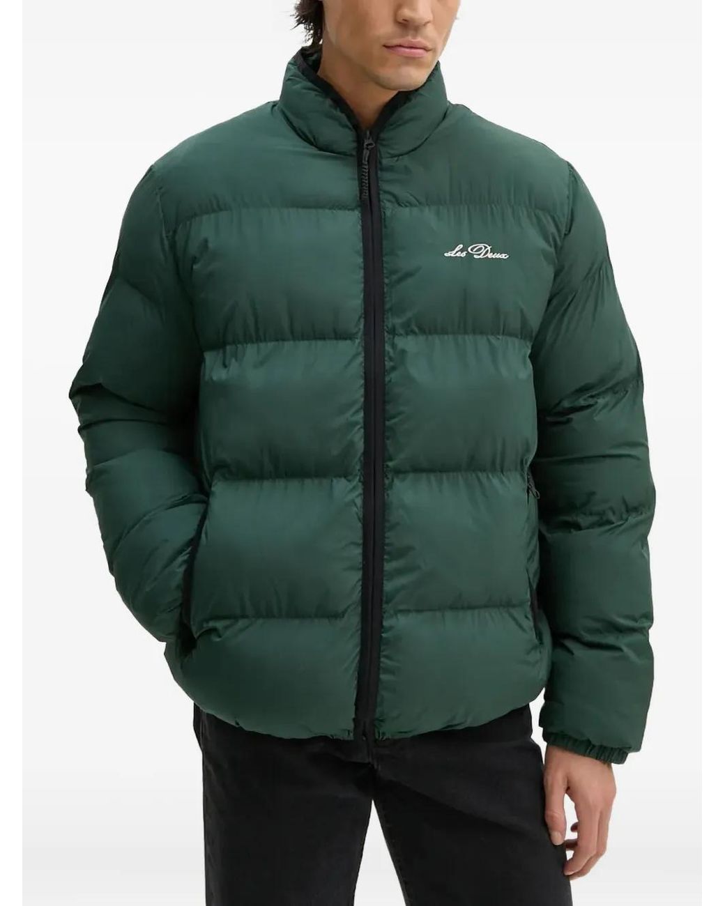 Les Deux Green Logo-Embroidered Padded Jacket for men