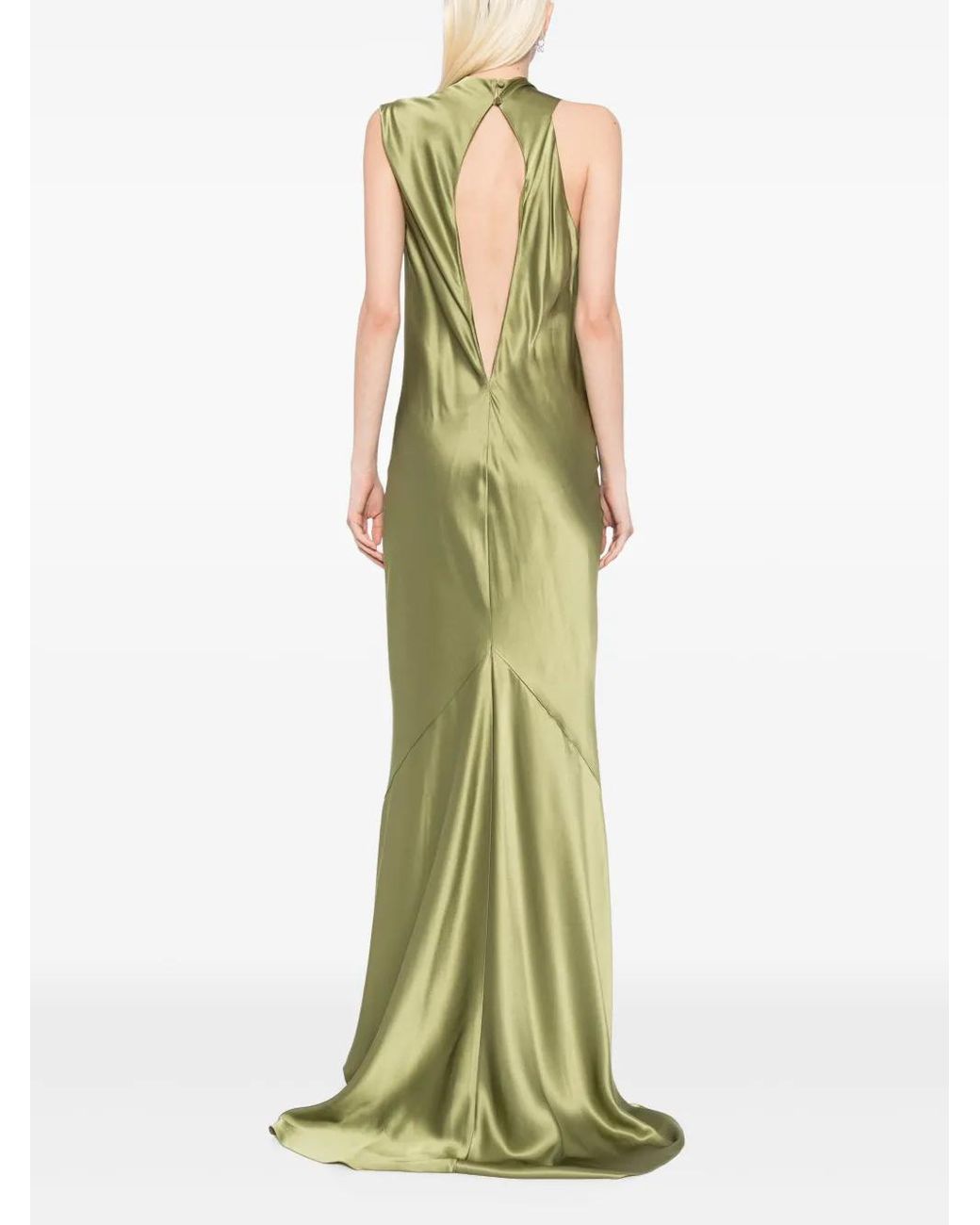 Michelle Mason Green Sleeveless Silk Dress