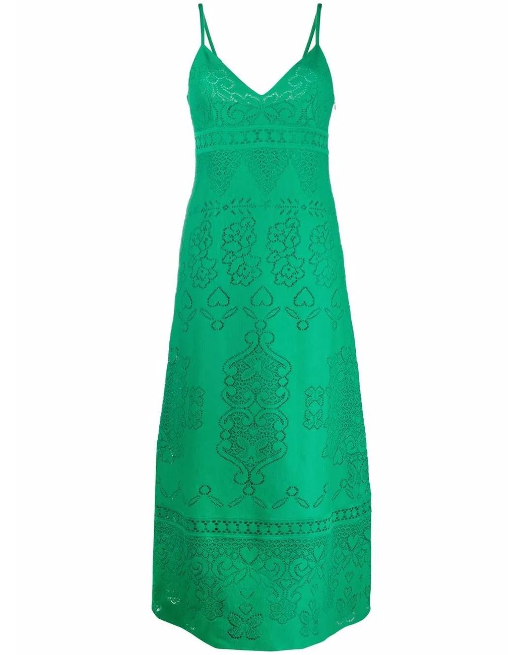 Valentino Garavani Green Heavy Lace Long Dress