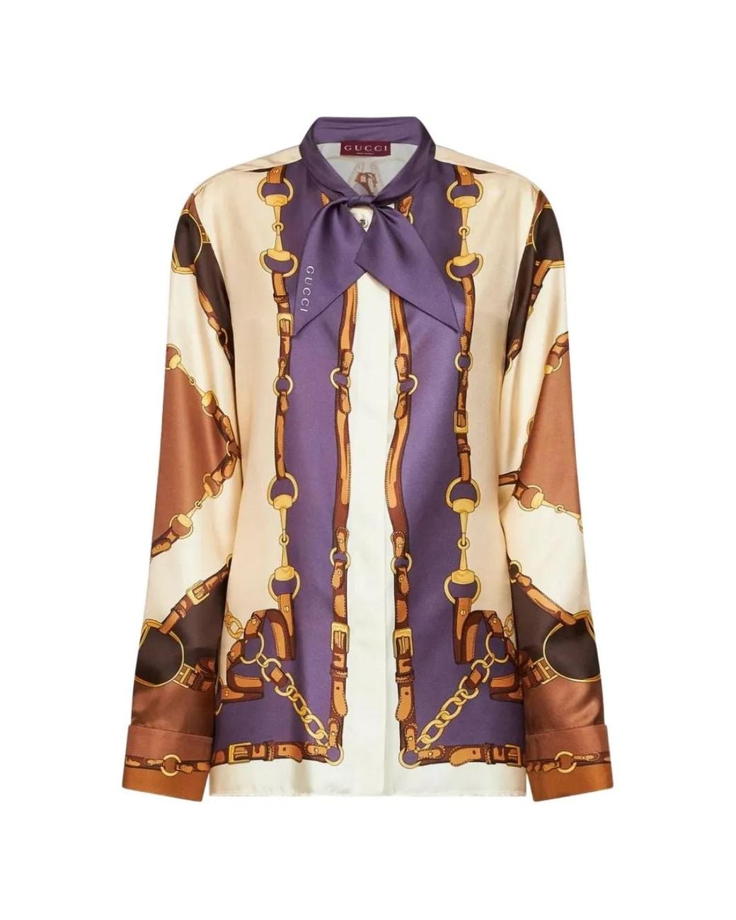 Gucci Natural Pussy-Bow-Collar Blouse