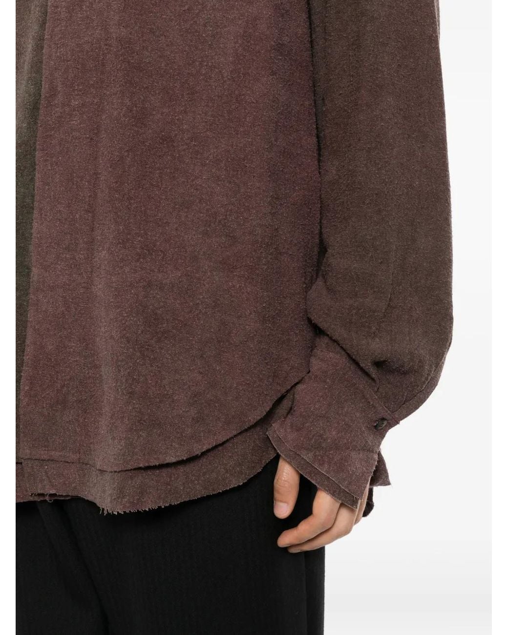 Ziggy Chen Brown Faded-Effect Concealed-Fastening Shirt for men