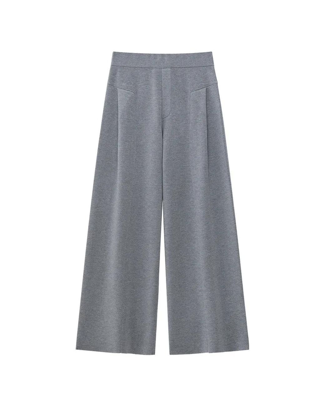 Shanghai Tang Gray Pleated Palazzo Pants