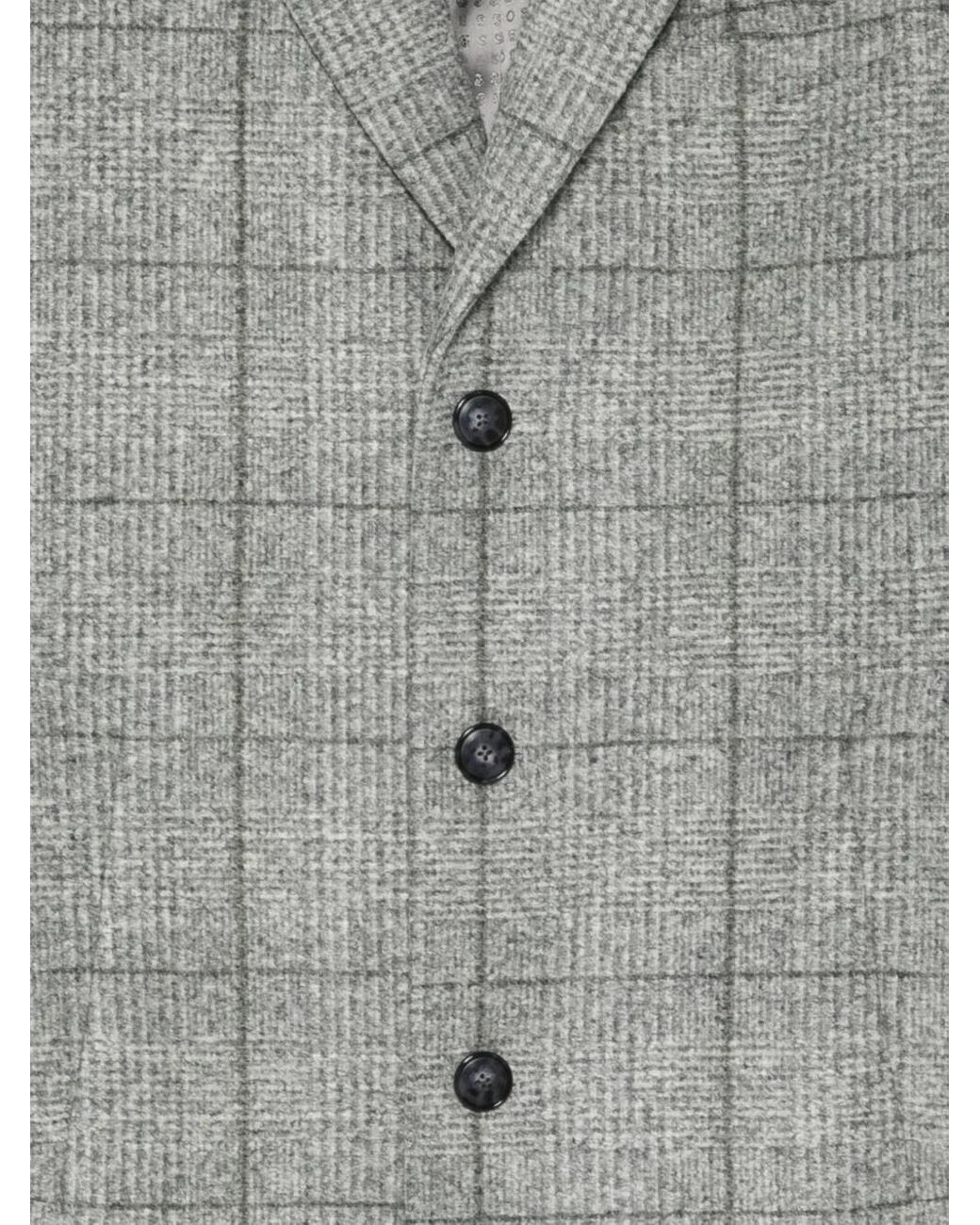 Boss Gray Checked Buttoned Coat for men