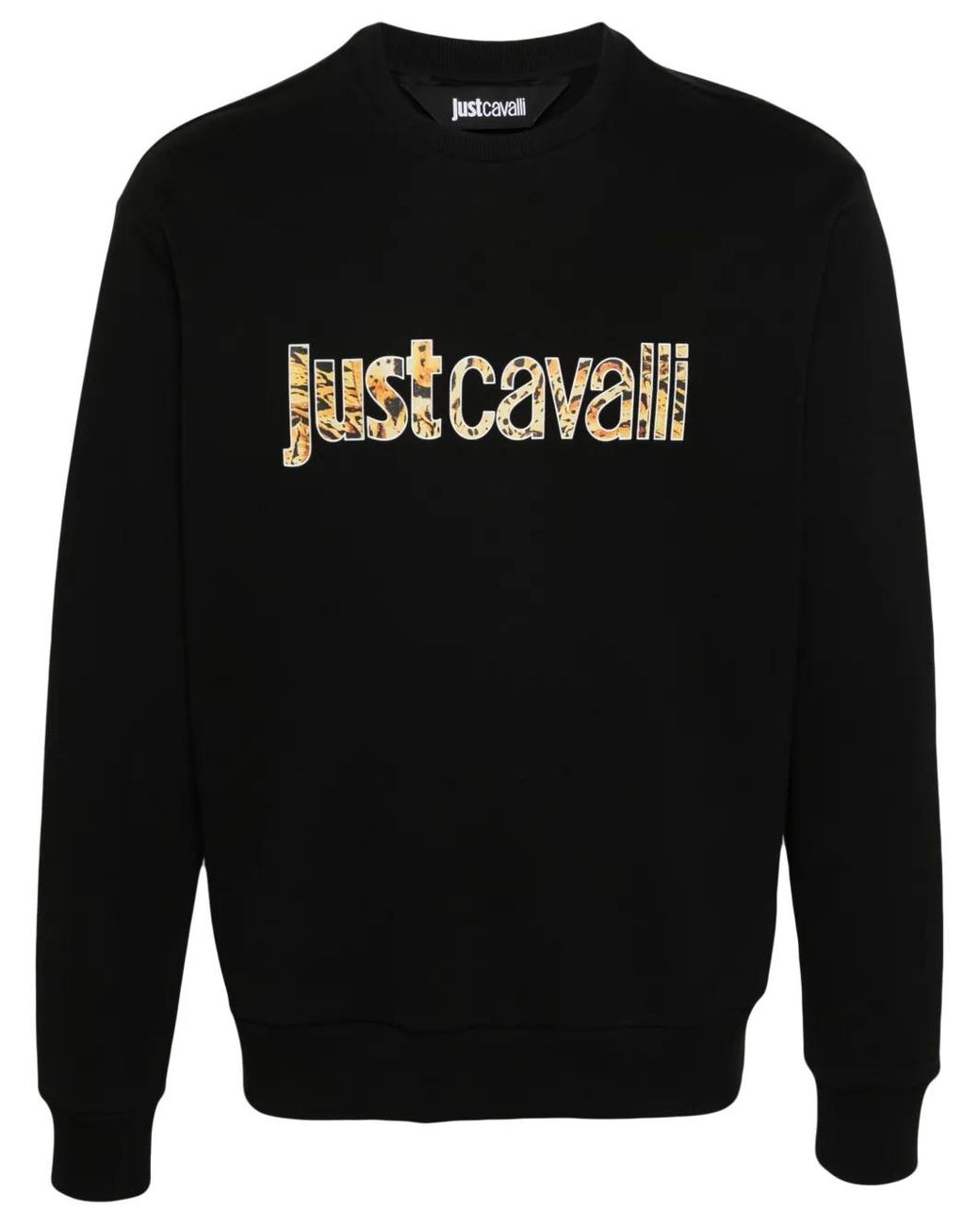 Just Cavalli Black Logo-Print Cotton Sweatshirt for men