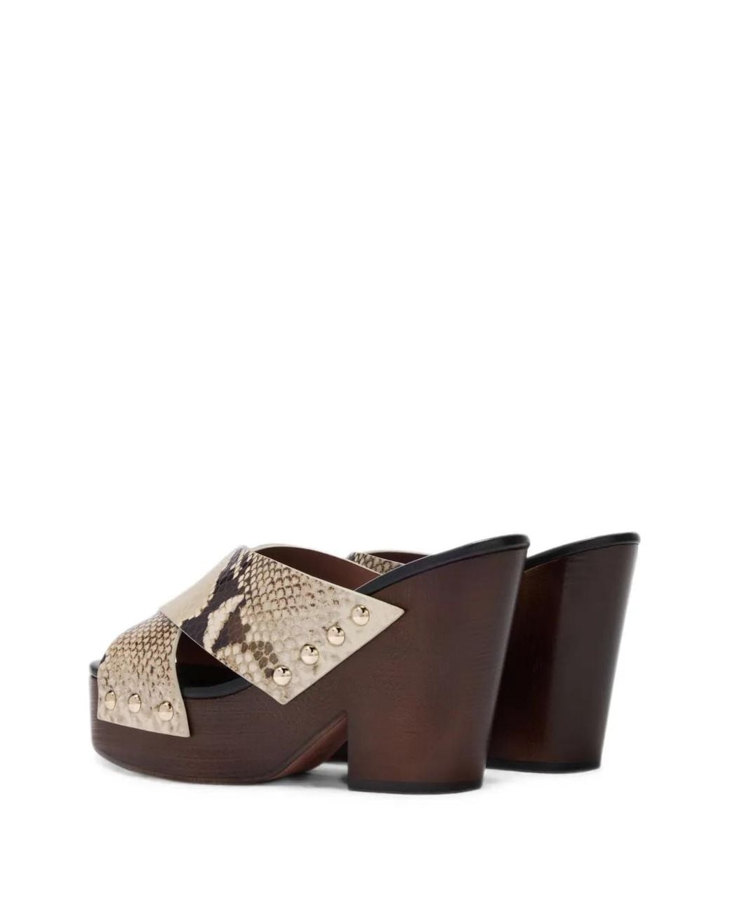 Paris Texas Brown Marisol Snakeskin-Effect Studded Sandals