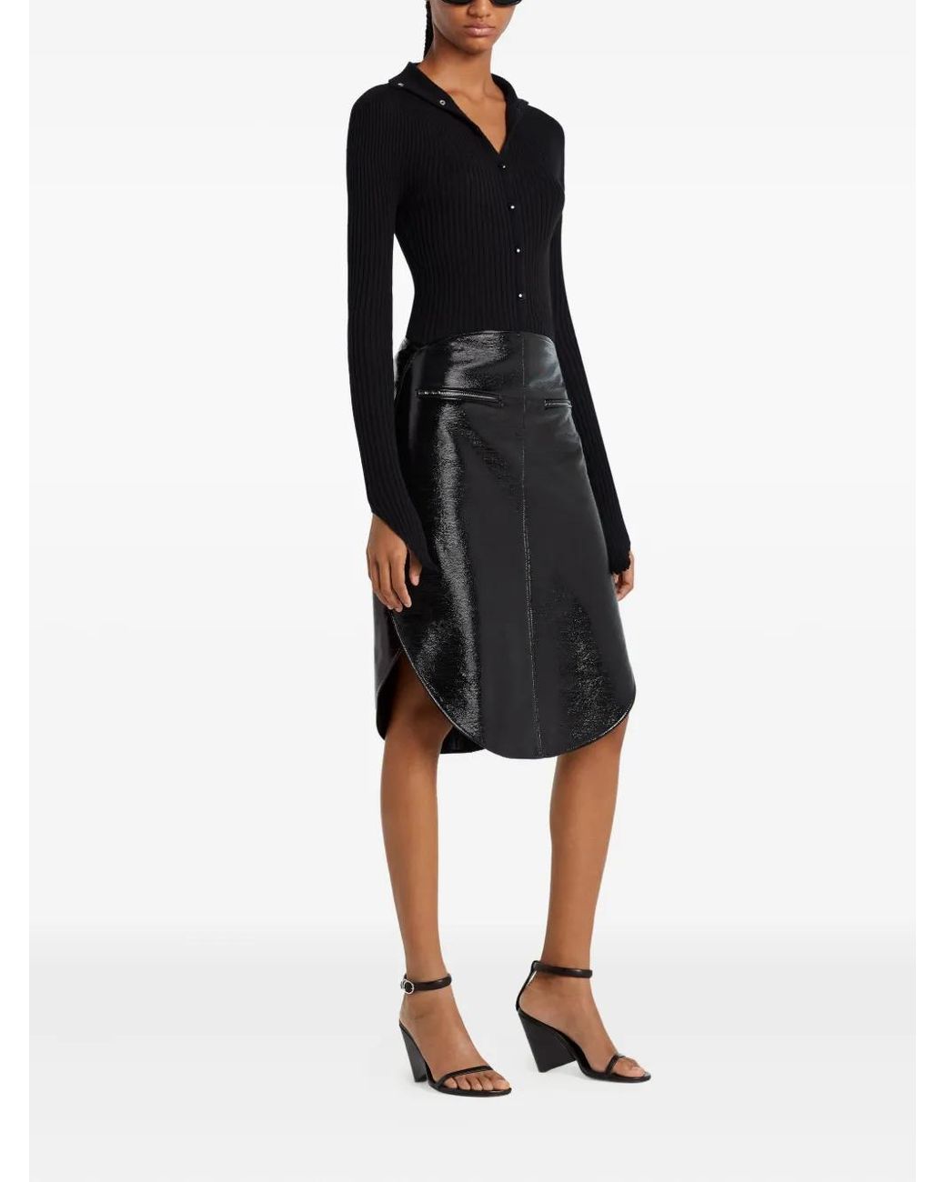 Courreges Black Light Rib Cardigan