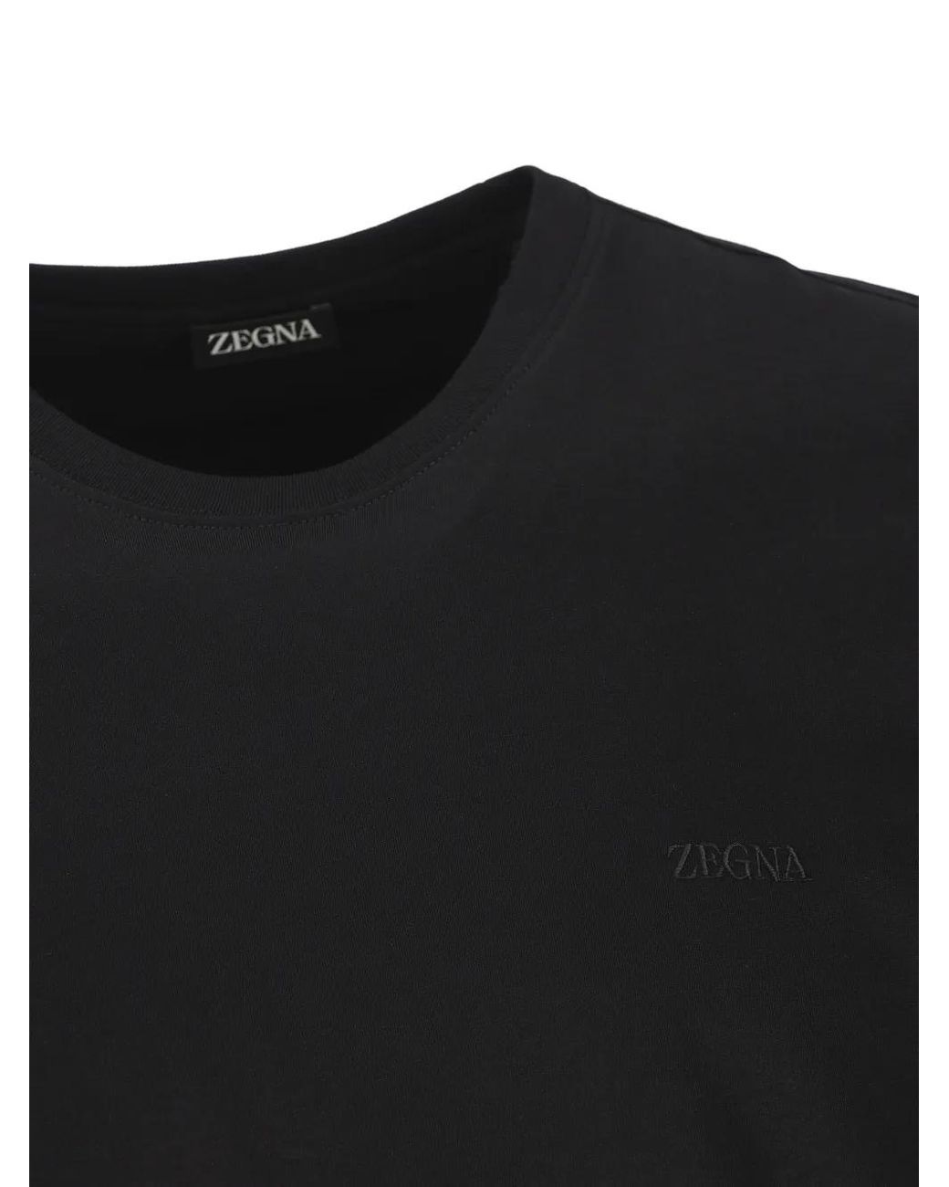 Zegna Black Logo-Embroidered T-Shirt for men