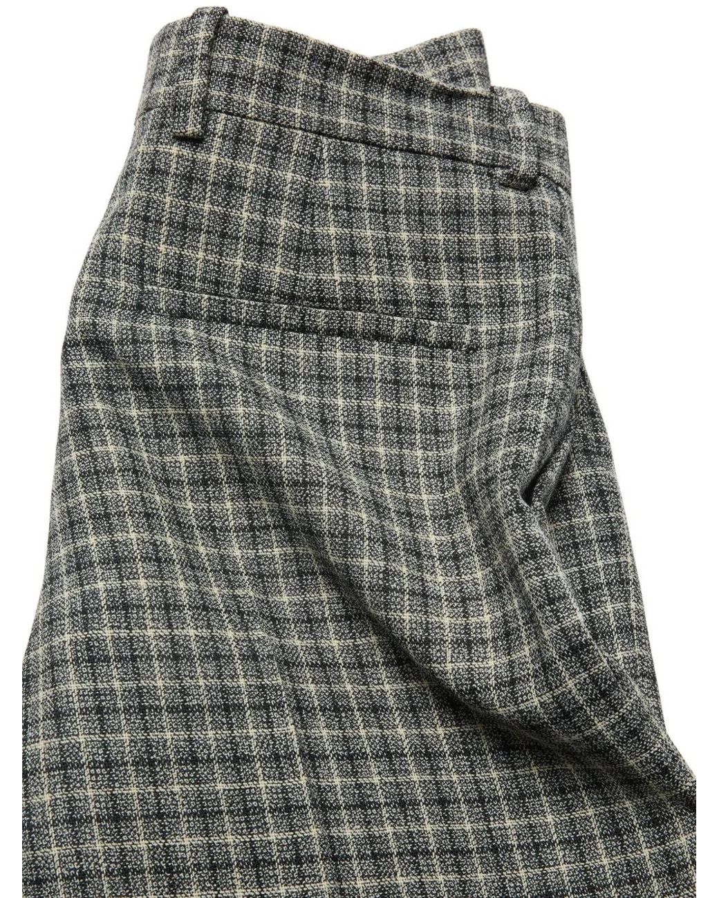 Acne Gray Checked Wool Trousers for men