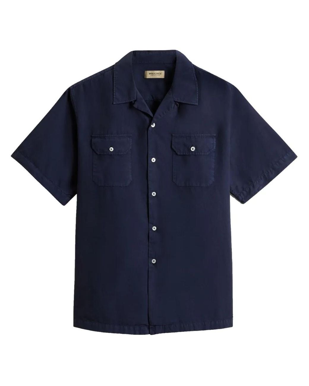 Woolrich Blue Chest-Pockets Button-Down Shirt for men