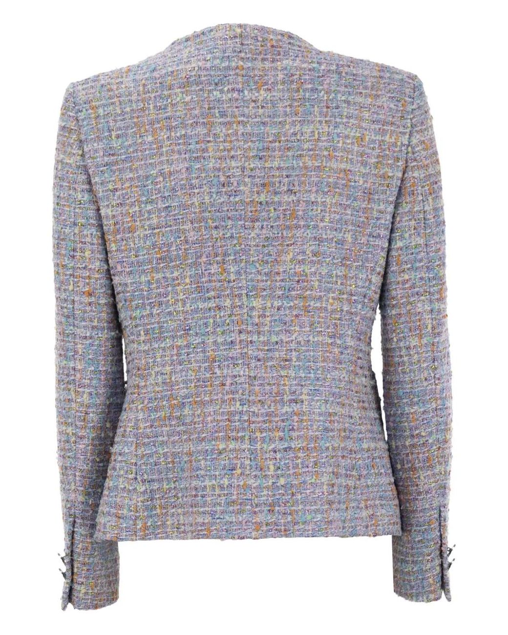 Tagliatore Blue Patch-Pockets Crew-Neck Jacket