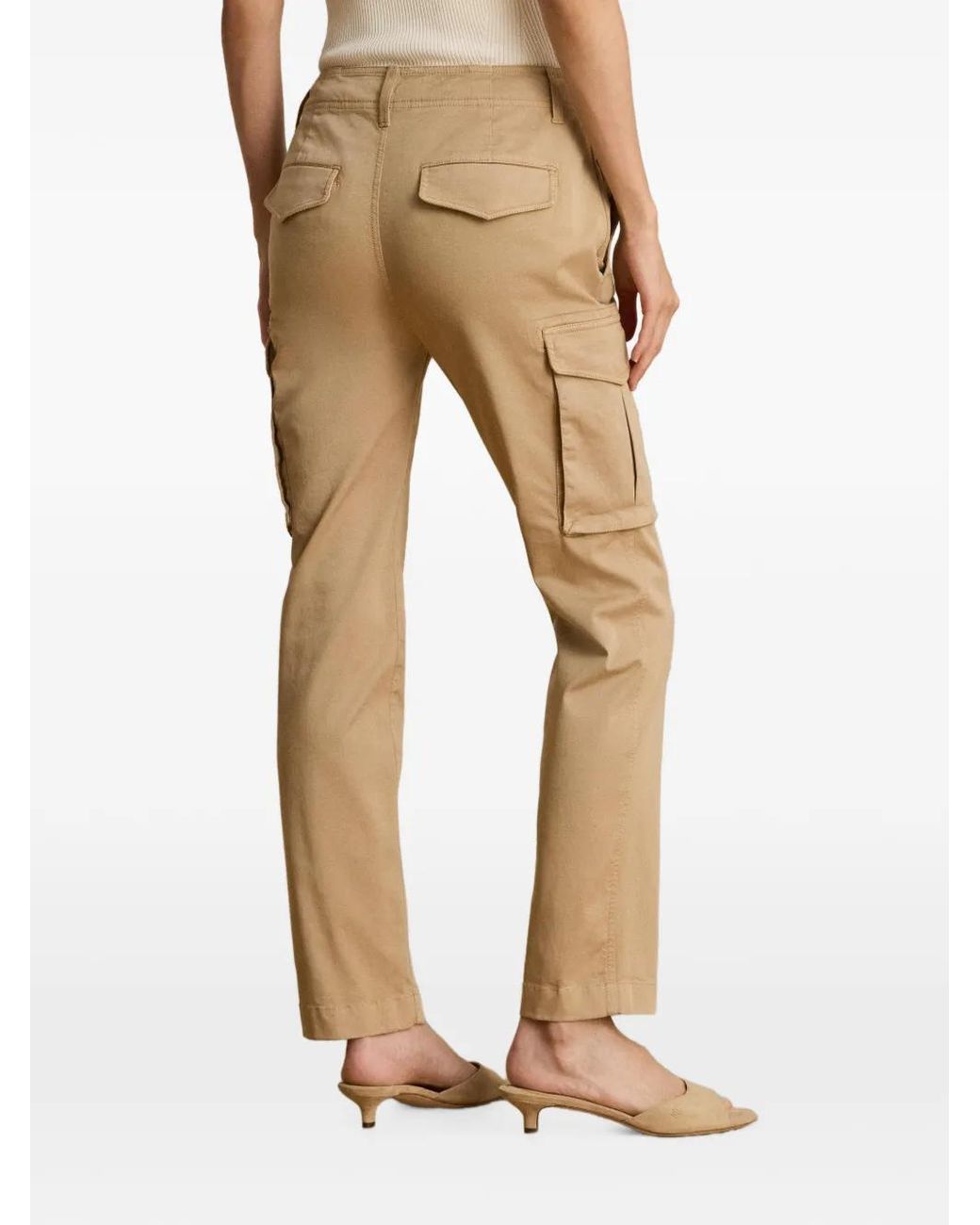 Ralph Lauren Natural Pantalon Chino Crop À Poches Cargo