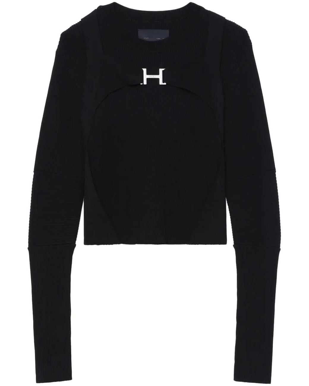 HELIOT EMIL Black Logo-Print Panelled-Design Jumper