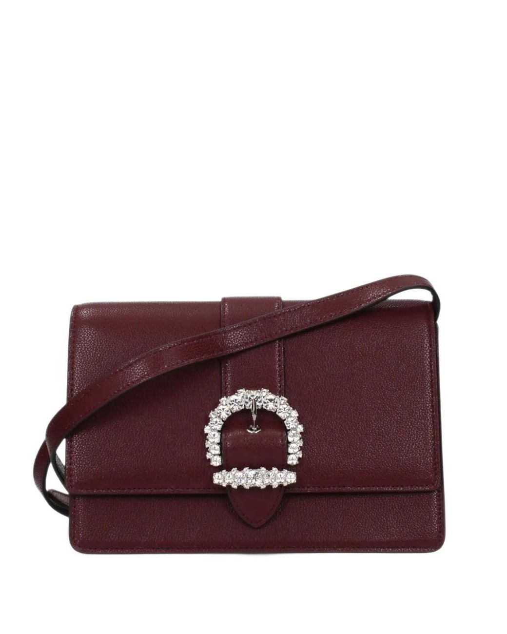Jimmy Choo Purple Crystal-Buckle Shoulder Bag
