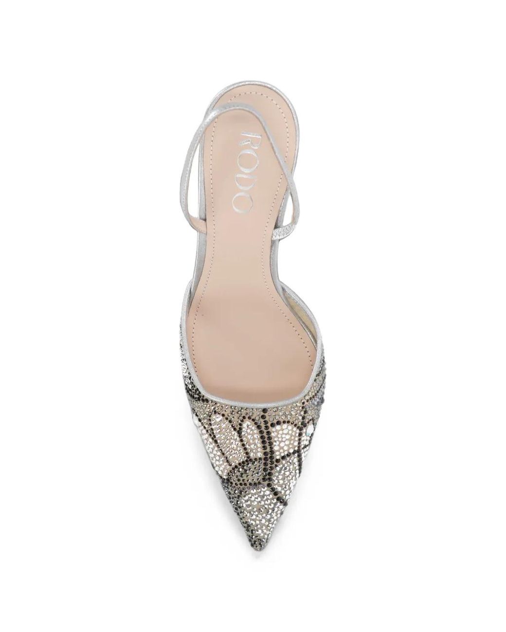 Rodo White Crystal-Embellished Slingback Pumps
