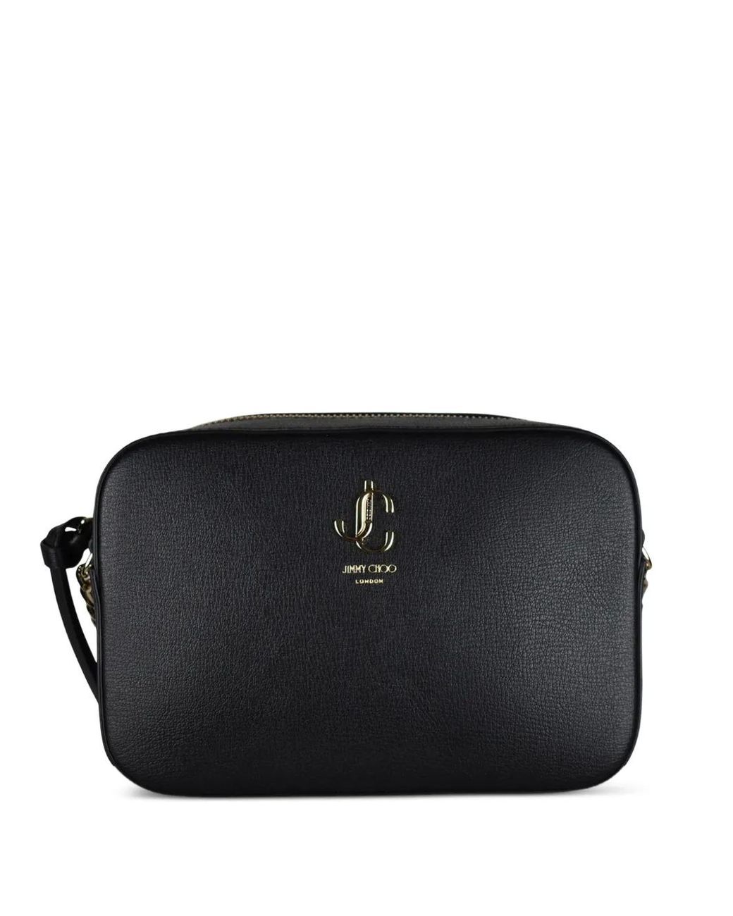 Jimmy Choo Black Logo Grained Leather Shoulder Bag
