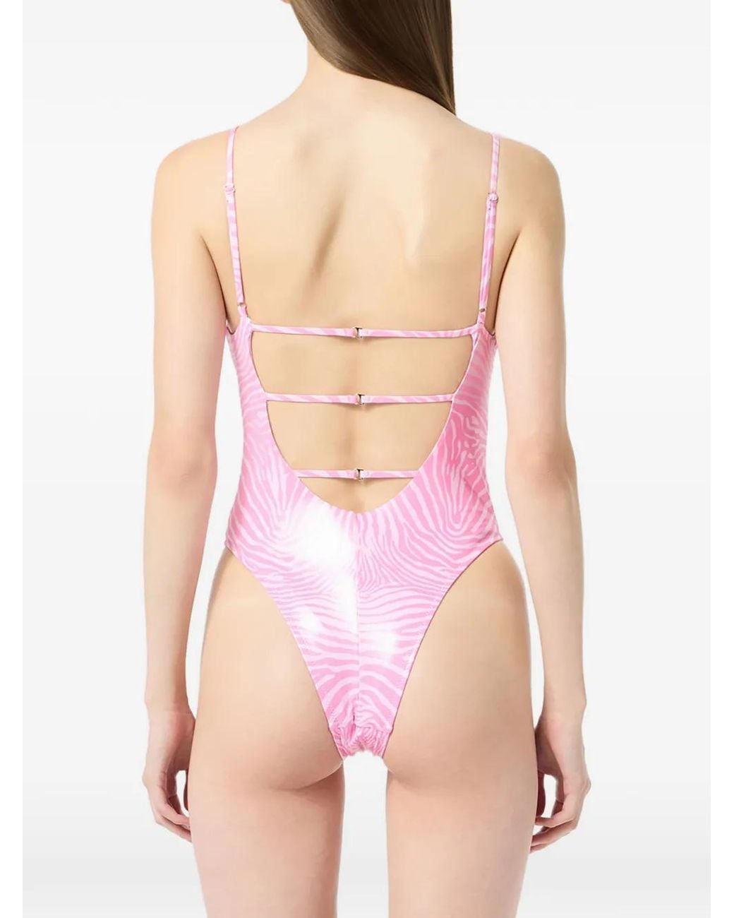 Blumarine Pink Zebra-Print Swimsuit