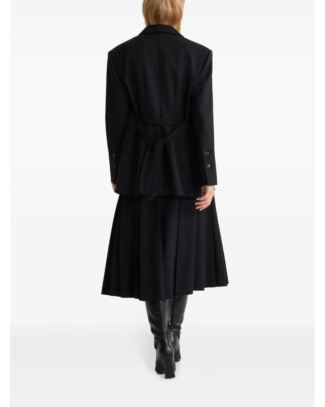 Patou Black Logo-Patch Belted Blazer