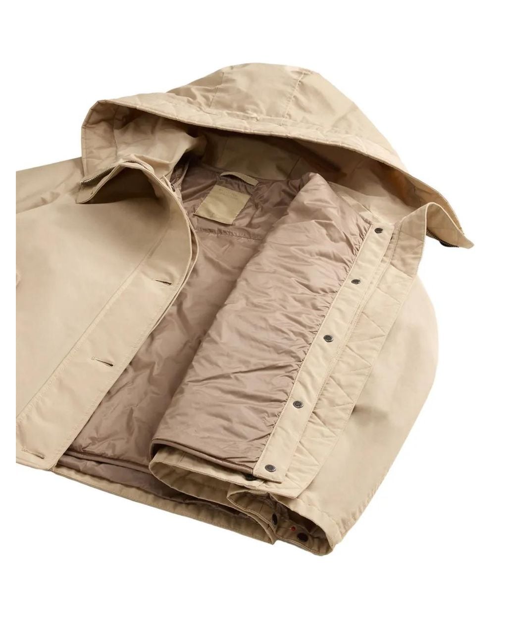 Woolrich Natural Hooded Buttoned Jacket