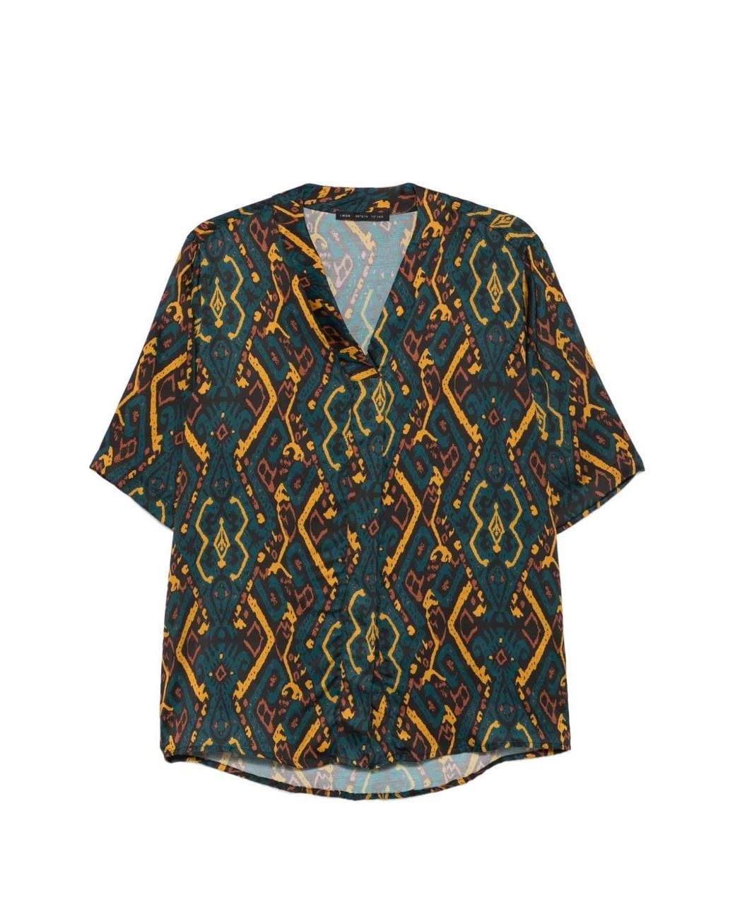 Low Brand Green Geometric-Print Short-Sleeve Shirt for men