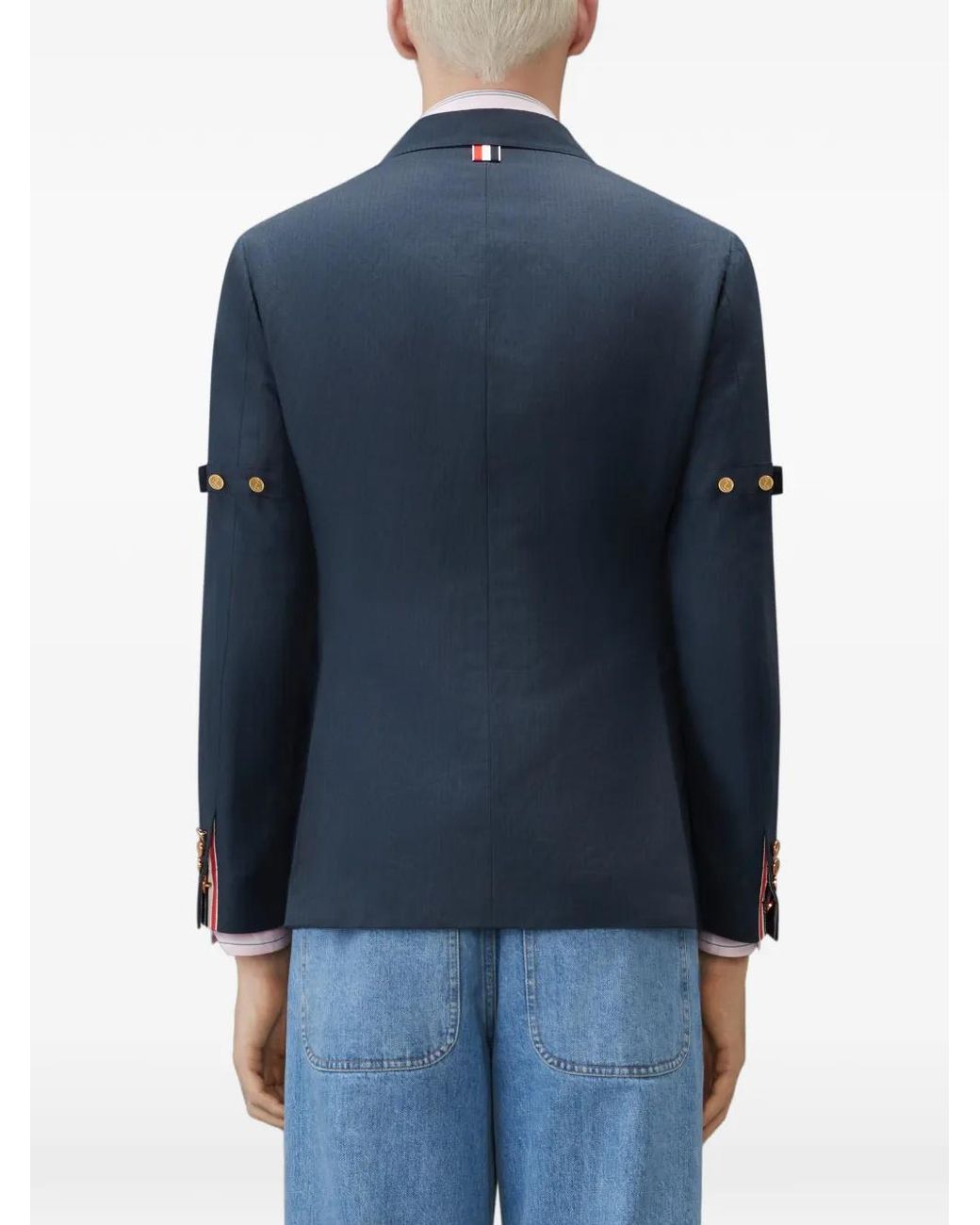 Thom Browne Blue University Stripe Unconstructed Sportcoat for men