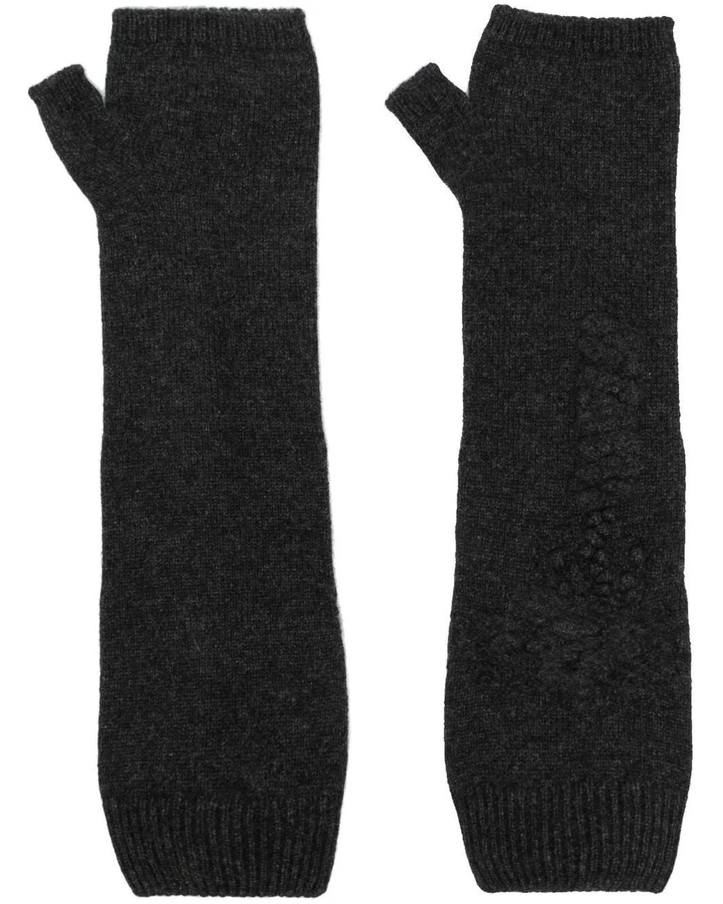 Barrie Black Cashmere Fingerless Mittens