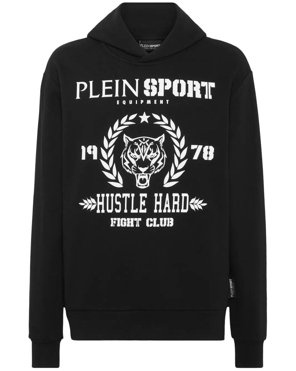 Philipp Plein Black Logo-Print Cotton-Blend Hoodie for men