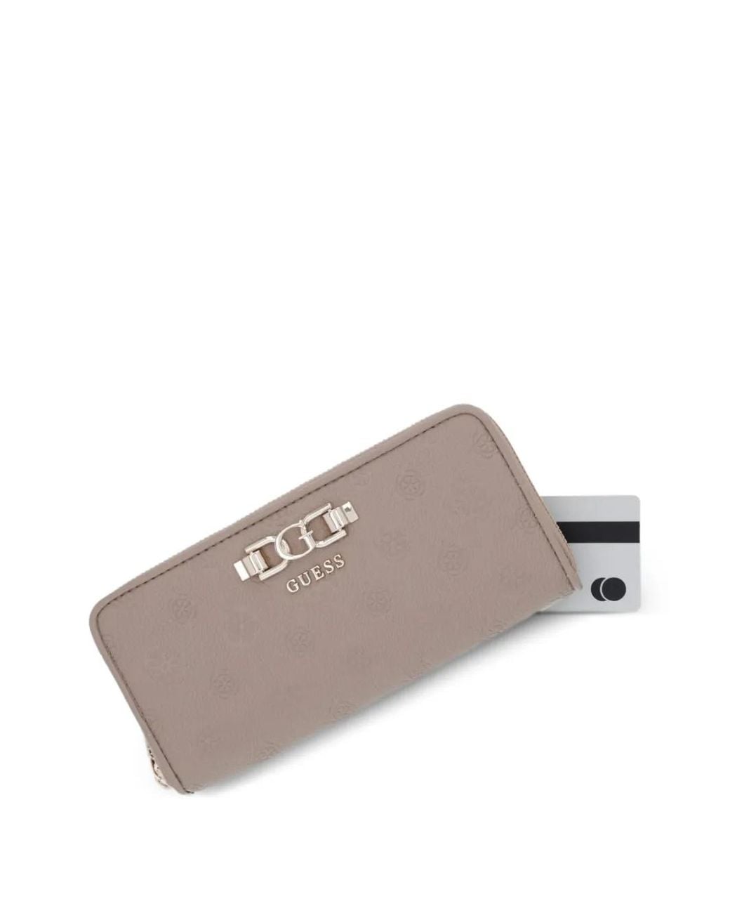 Guess Gray Anise Logo-Embossed Zip-Around Wallet