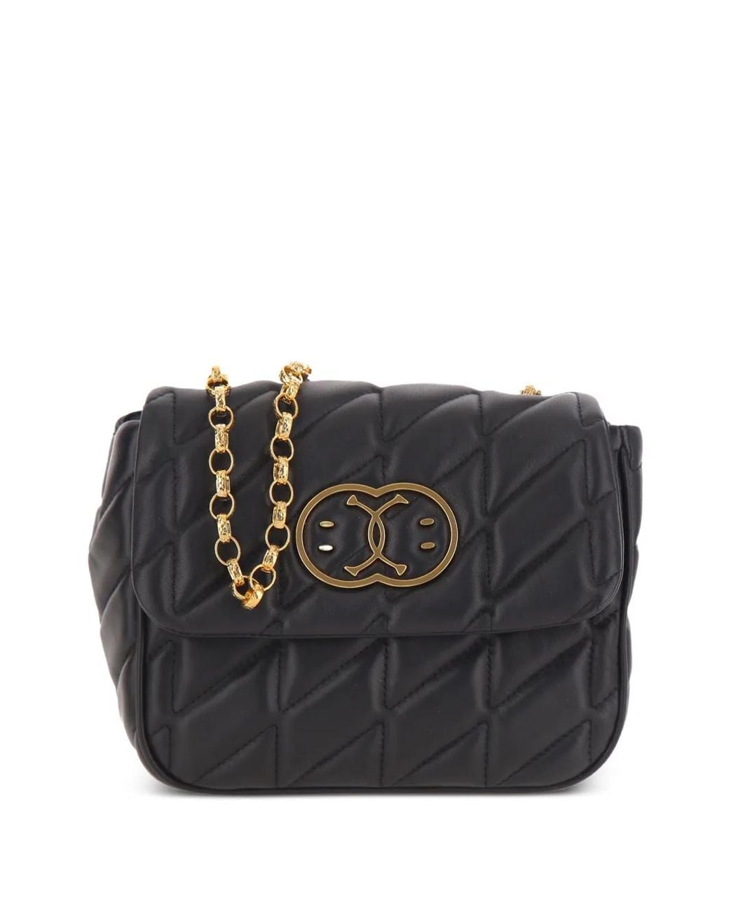 Moschino Black Double Smile Quilted Shoulder Bag