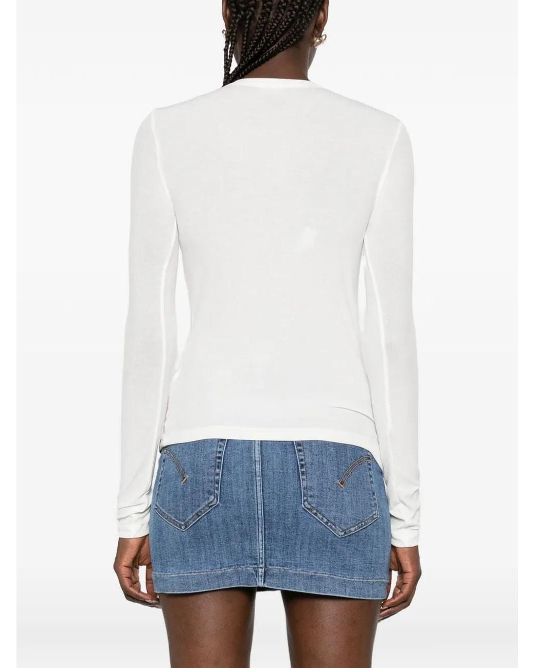 Dondup White Button-Detail Long-Sleeve T-Shirt