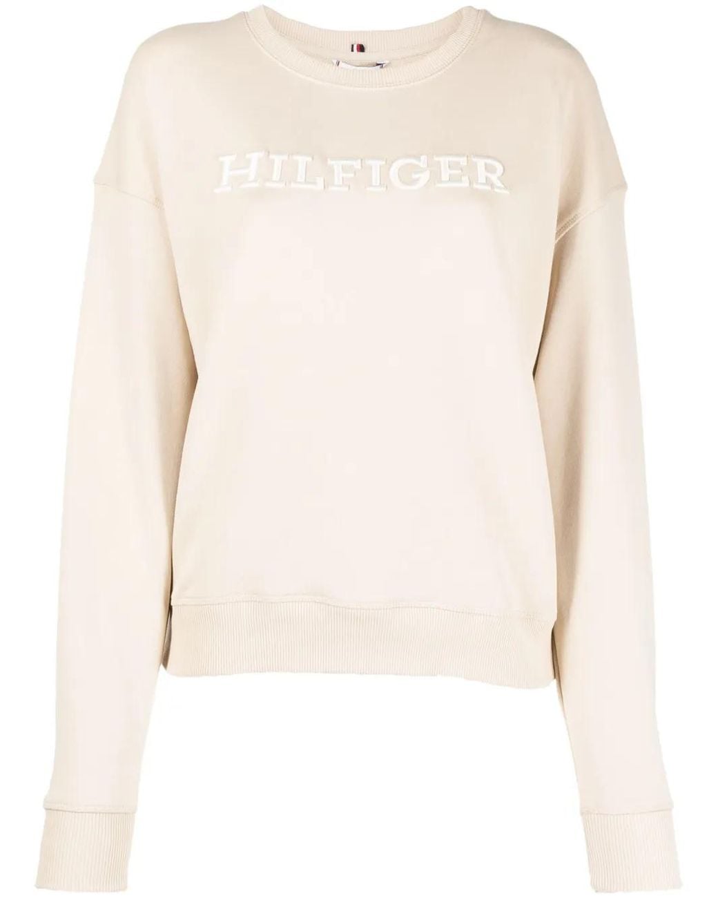 Tommy Hilfiger Natural Logo-Print Cotton Sweatshirt